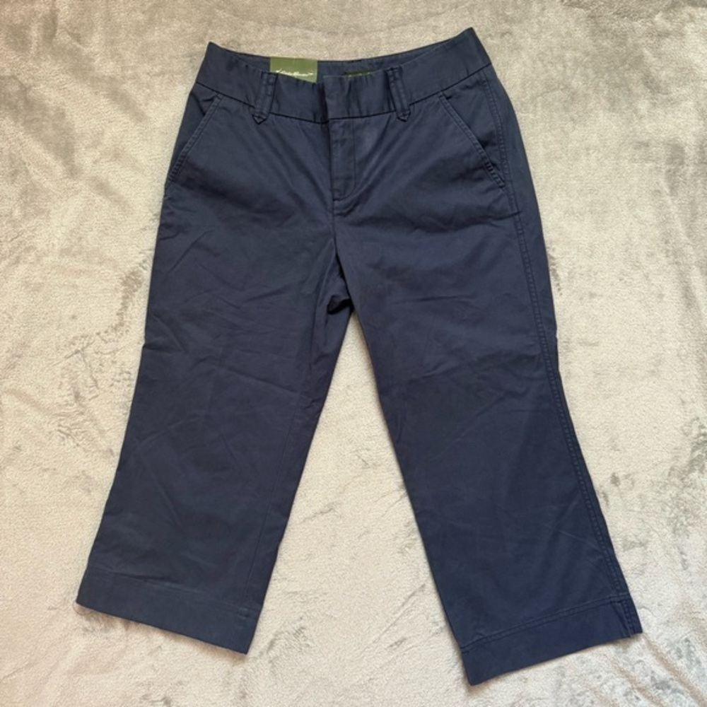 NWT EDDIE BAUER Mercer Fit 100% Cotton Blue Cropped Wide Leg Pants Size 6P